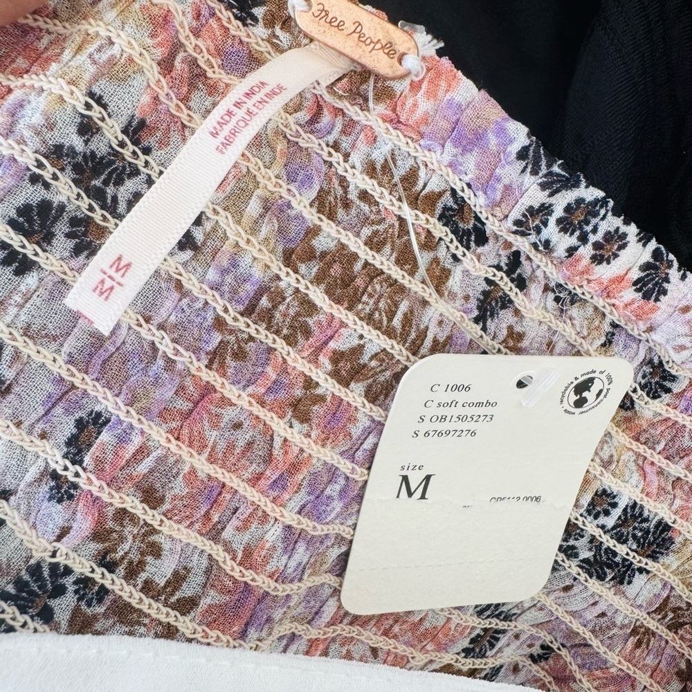 Free People Pink and Black Floral Crop Top - Picture 5 of 5